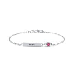 Kids and Baby Engravable Bar Bracelet with Bezel Set Stone