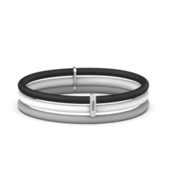 Engravable Vertical Bar Charm Silicone Bracelet Set - Double Style – Sterling Silver