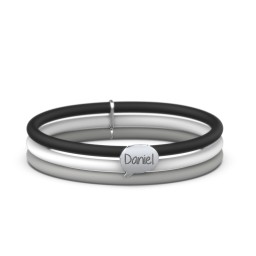 Engravable Speech Bubble Charm Silicone Bracelet Set – Double Style