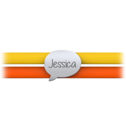 Engravable Speech Bubble Charm Silicone Bracelet Set – Double Style