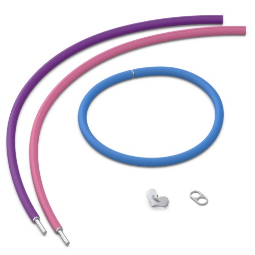 Engravable Sideways Heart Charm Silicone Bracelet Set - Double Style