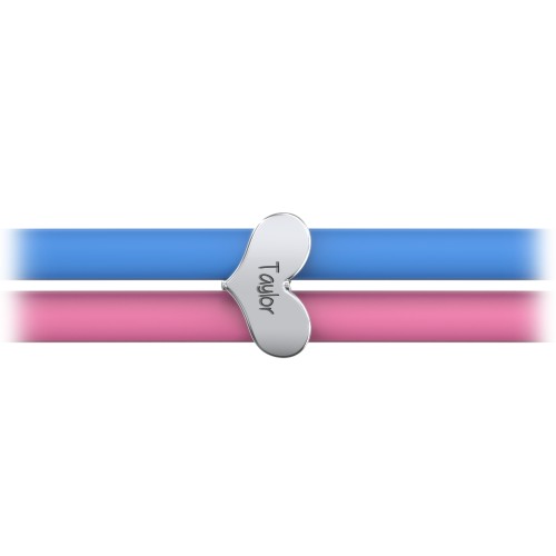 Engravable Sideways Heart Charm Silicone Bracelet Set - Double Style