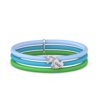 Engravable Unicorn Charm Silicone Bracelet Set - Double Style