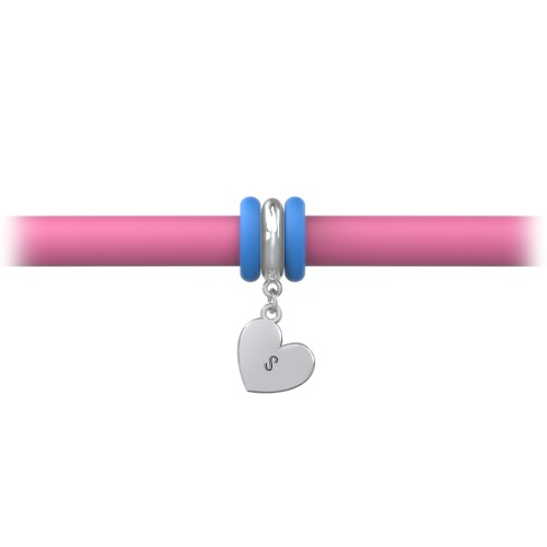 Engravable Heart Charm Silicone Bracelet Set - Single Style