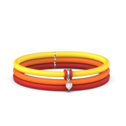 Personalised Heart Gemstone Charm Silicone Bracelet Set - Single Style