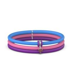 Personalised Heart Gemstone Charm Silicone Bracelet Set - Single Style