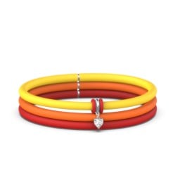 Personalised Heart Gemstone Charm Silicone Bracelet Set - Single Style