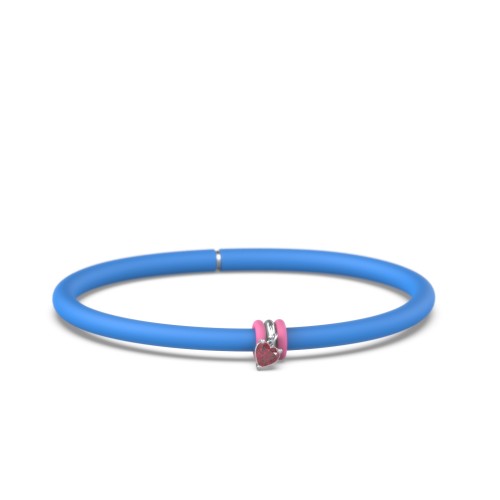 Personalised Heart Gemstone Charm Silicone Bracelet Set - Single Style