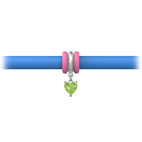 Personalised Heart Gemstone Charm Silicone Bracelet Set - Single Style