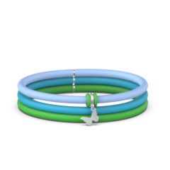Personalised Butterfly Charm Silicone Bracelet Set – Single Style – Sterling Silver