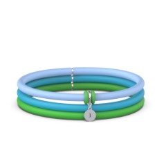 Engravable Disc Charm Silicone Bracelet Set - Single Style – Sterling Silver