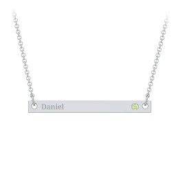 Kids Birthstone Name Bar Pendant