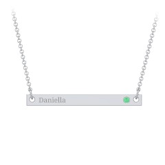Kids Birthstone Name Bar Pendant – 9kt Yellow Gold with Emerald