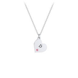 Kids Engravable Sideways Heart Birthstone Necklace