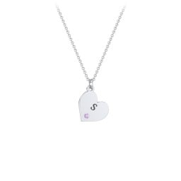 Kids Engravable Sideways Heart Birthstone Necklace