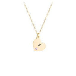 Kids Engravable Sideways Heart Birthstone Necklace