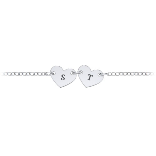 Kids and Baby Engravable 2 Hearts Bracelet – Sterling Silver