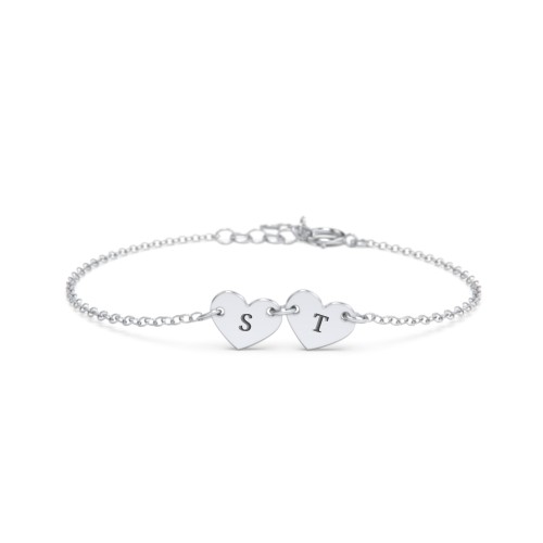 Kids and Baby Engravable 2 Hearts Bracelet – Sterling Silver