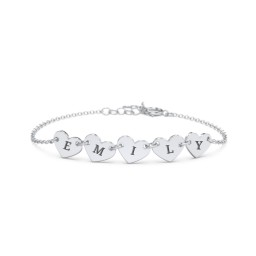 Kids and Baby Engravable 5 Hearts Bracelet in 925 Sterling Silver
