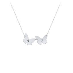 Kids Engravable Initial 2 Butterfly Necklace