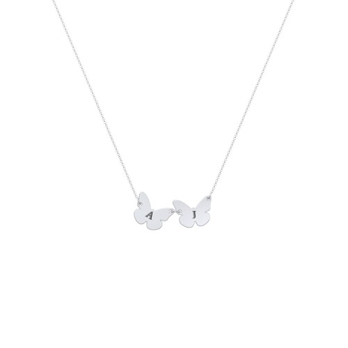 Kids Engravable Initial 2 Butterfly Necklace – Sterling Silver