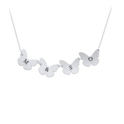 Kids Engravable Initial 4 Butterfly Necklace