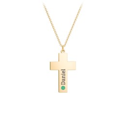 Kids Engravable Birthstone Cross Necklace