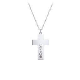 Kids Engravable Birthstone Cross Necklace