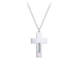 Kids Engravable Birthstone Cross Necklace