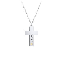 Kids Engravable Birthstone Cross Necklace