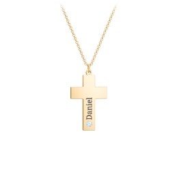 Kids Engravable Birthstone Cross Necklace