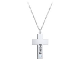 Kids Engravable Birthstone Cross Necklace