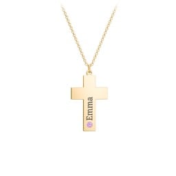 Kids Engravable Birthstone Cross Necklace