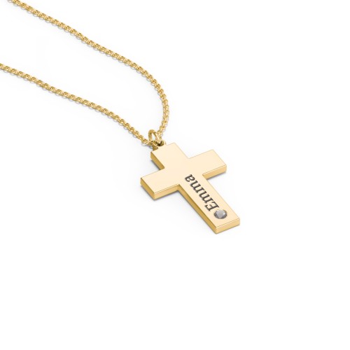 Kids Engravable Birthstone Cross Necklace