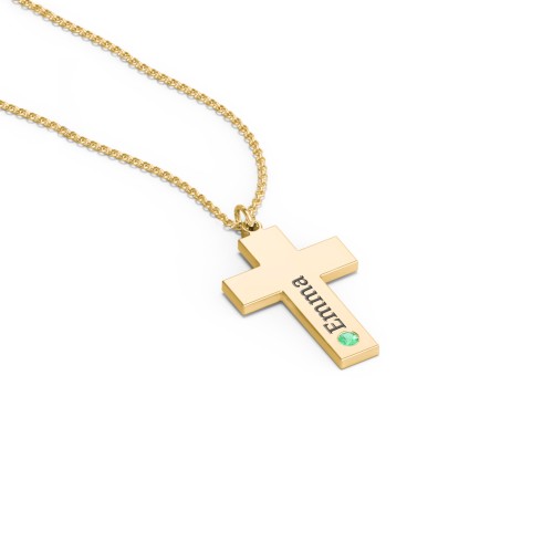 Kids Engravable Birthstone Cross Necklace