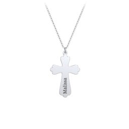 Kids Engravable Trefoil Cross Charm Necklace