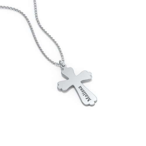 Kids Engravable Trefoil Cross Charm Necklace – Sterling Silver