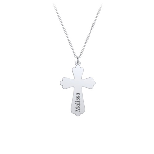 Kids Engravable Trefoil Cross Charm Necklace – Sterling Silver