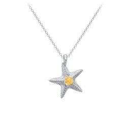 Kids Starfish Birthstone Charm Necklace in 925 Sterling Silver with Citrine