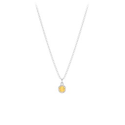 Kids Birthstone Charm Necklace with 1 Stone in 925 Sterling Silver with Citrine