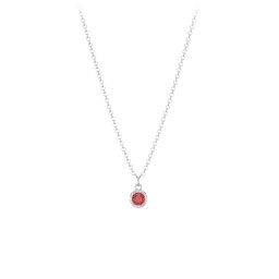 Kids Birthstone Charm Necklace with 1 Stone in 925 Sterling Silver with Garnet