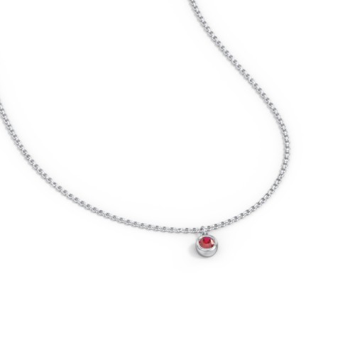 Kids Birthstone Charm Necklace with 1 Stone – Sterling Silver with Garnet