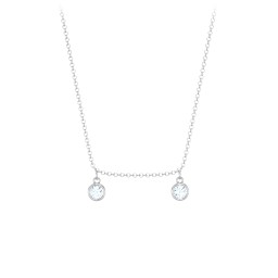 Kids Birthstone Charm Necklace with 2 Stones in 925 Sterling Silver with Aquamarine