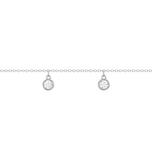 Kids Birthstone Charm Necklace with 2 Stones – Sterling Silver with Peridot and Blue Topaz