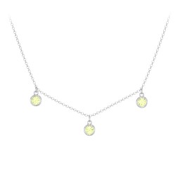 Kids Birthstone Charm Necklace with 3 Stones in 925 Sterling Silver with Peridot