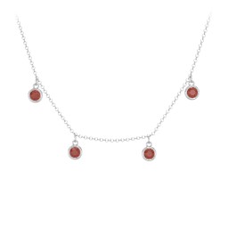 Kids Birthstone Charm Necklace with 4 Stones in 925 Sterling Silver with Garnet