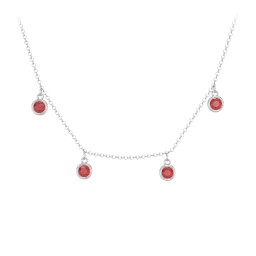Kids Birthstone Charm Necklace with 4 Stones in 925 Sterling Silver with Garnet