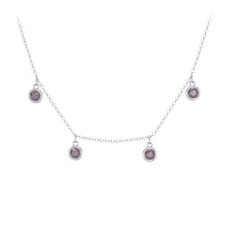 Kids Birthstone Charm Necklace with 4 Stones in 925 Sterling Silver with Alexandrite