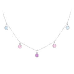 Kids Birthstone Charm Necklace with 5 Stones
