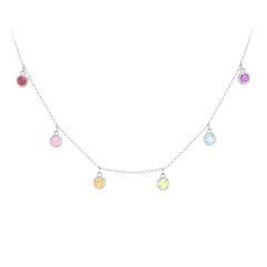 Kids Birthstone Charm Necklace with 6 Stones